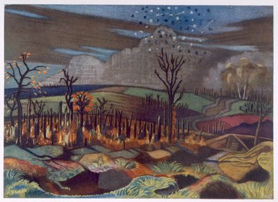 Luchtgevecht bij Wytschaete, uit British Artists at the Front, Continuation of The Western Front, Part Three, Paul Nash door Paul Nash
