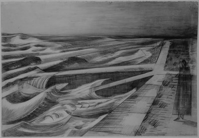 Nachtvloed, Dymchurch door Paul Nash