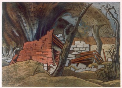 Exploderende granaat, uit Britse kunstenaars aan het front, Vervolg van het Westelijk Front, Deel Drie, Paul Nash door Paul Nash