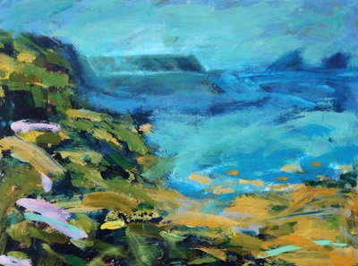 Landsend, 2021 (acryl op board) door Paul Powis