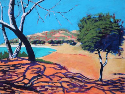 Peguera I, 2021 (acryl op board) door Paul Powis