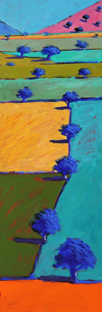 Swineyard Summer, 2021 (acryl op board) door Paul Powis
