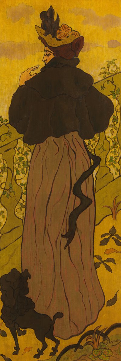 Vrouw Staand Naast een Balustrade met een Poedel door Paul Elie Ranson