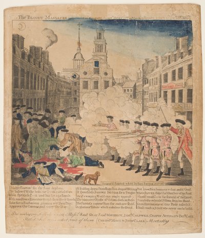 Het Bloedbad van Boston, 5 maart 1770 door Paul Revere