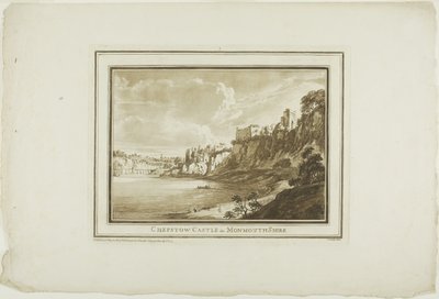 Chepstow Kasteel in Monmouth Shire, uit Twaalf Zichten in Aquatinta van Tekeningen ter Plaatse Gemaakt in Zuid-Wales door Paul Sandby