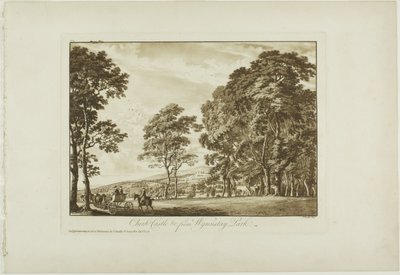 Chirk Kasteel en omgeving vanuit Wynnstay Park door Paul Sandby