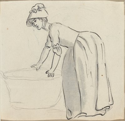 Meisje met een Hoedje aan het Werk [recto] door Paul Sandby