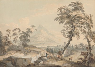 Italiaans Landschap met Reizigers, Nr. 1 door Paul Sandby