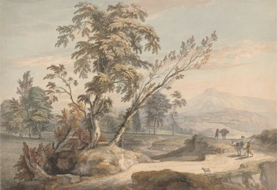 Italiaans landschap met reizigers nr. 2 door Paul Sandby