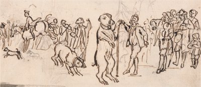 Muzikanten en een optredende beer door Paul Sandby