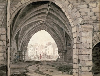 Deel van Holyrood Abdij met uitzicht op de Canongate door Paul Sandby