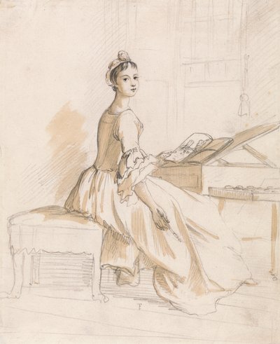 Portret van een Dame aan een Tafel door Paul Sandby