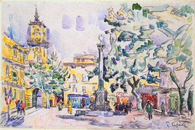Plein van het stadhuis in Aix-en-Provence door Paul Signac