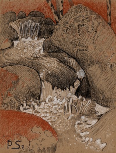 Rotsen van Huelgoat, ca 1892 (houtskool, rood  wit krijt) door Paul Sérusier