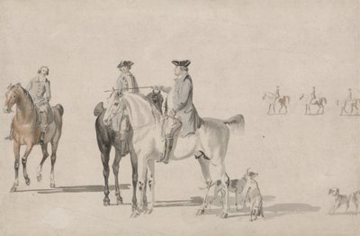De Hertog van Cumberland met een Heer en een Stalmeester, allen Bereden, en Honden door Paul and Thomas  Sandby