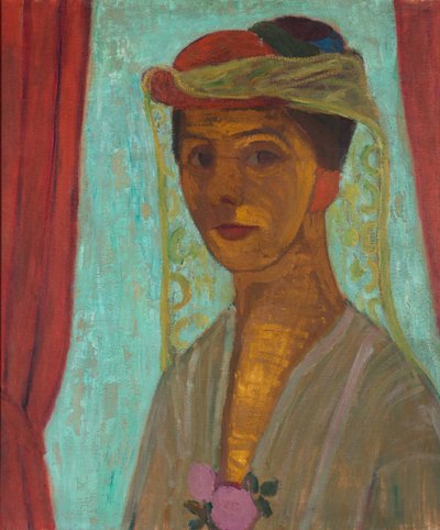 Zelfportret met hoed en sluier door Paula Modersohn Becker