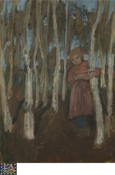 Meisje in een berkenbos door Paula Modersohn Becker