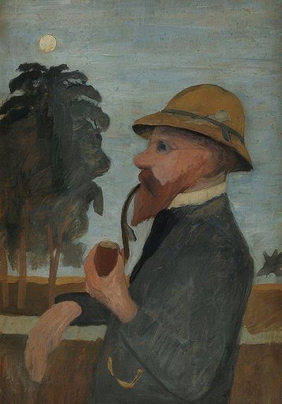 Otto Modersohn met pijp. Circa 1907 door Paula Modersohn Becker