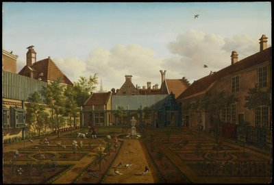 Uitzicht op een stadstuin in Den Haag, 1775 door Paulus Constantijn la Fargue