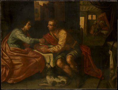 Esau verkoopt zijn eerstgeboorterecht (Genesis 27:1-29) door Paulus Moreelse (copy after)