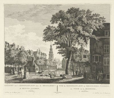 Gezicht op de Munttoren te Amsterdam door Paulus van Liender