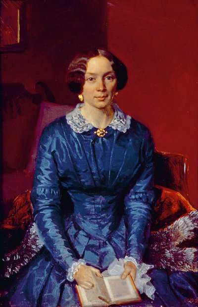 Portret van Elizaveta Petrovna Zhdanova (1818-55) 1846-47 door Pavel Andreevich Fedotov
