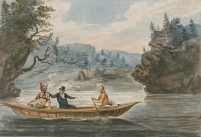 Twee Indianen en een Blanke Man in een Kano, 1811-ca. 1813 door Pavel Petrovic Svin