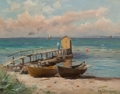 Badhuizen aan het Strand door Peder Monsted