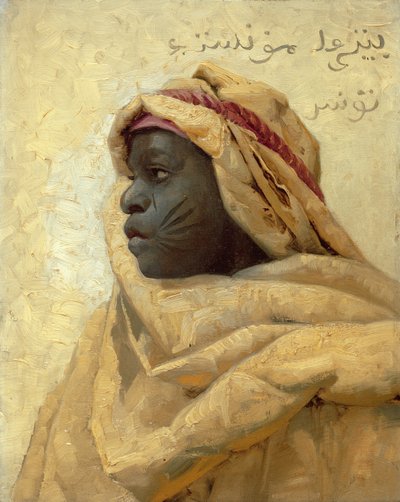 Portret van een Nubische (olie op paneel) door Peder Monsted