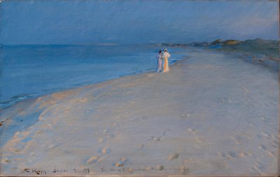 Zomeravond aan het Zuidstrand, Skagen. Anna Acher en Marie Krøyer door Peder Severin Krøyer