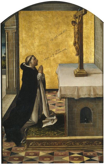 Sint Petrus Martelaar in gebed, 1493-1499 door Pedro Berruguete