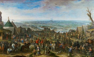 Soldaten in een kamp (koper) door Peeter Snayers