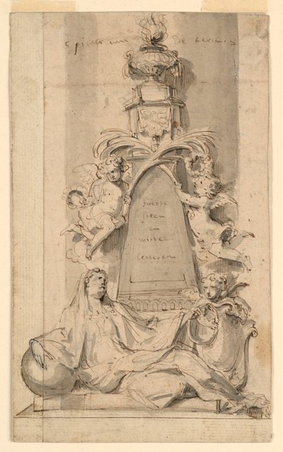 Ontwerp voor monument voor van der Cammen-Henriques in de kerk van St. Gumarus, Lier door Peeter Verbrugghen II
