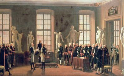 Bezoek van Gustav IV Adolf aan de Academie voor Schone Kunsten in 1797 door Pehr Hilleström