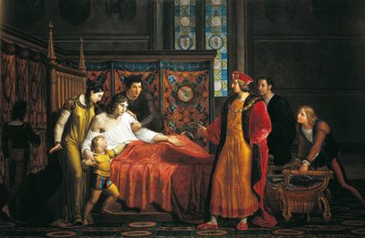 Karel VIII bezoekt de stervende Gian Galeazzo Sforza in het Kasteel van Pavia door Pelagio Palagi