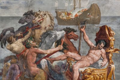 Neptunus en het schip van Ulysses (detail) door Pellegrino Tibaldi