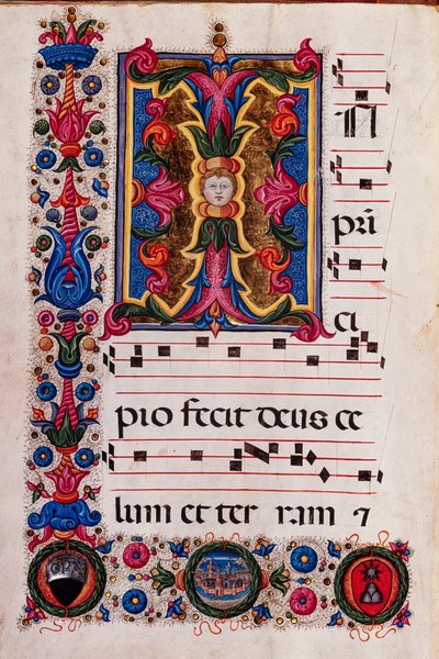 Piccolomini Bibliotheek: koorboek, cod. 5.E, ff. 4v met 