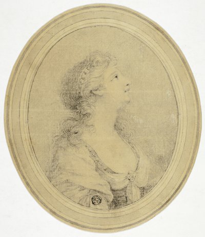 Halflang portret van een vrouw in profiel, naar rechts kijkend door Peltro William Tomkins