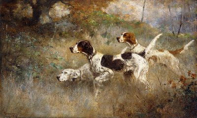 De Drie Setters, Bob, Bill en Ginger op een Drievoudig Punt door Percival Leonard Rosseau