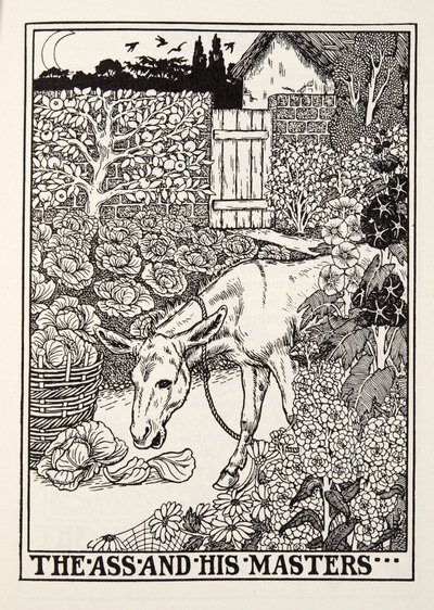 De Ezel en zijn Meesters, uit Fontaine Fabels, uitgegeven 1905 door Percy J. Billingshurst