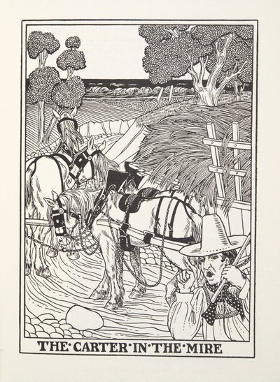 De voerman in de modder, uit Fontaine Fabels, pub. 1905 door Percy J. Billingshurst