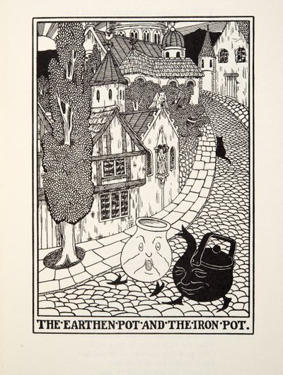 De Aarden Pot en de IJzeren Pot, uit Fontaine Fabels, uitgegeven 1905 door Percy J. Billingshurst