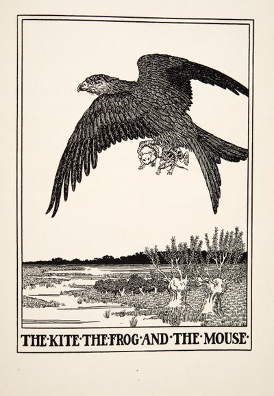De wouw, de kikker en de muis, uit Honderd fabels van Aesopus door Percy J. Billingshurst