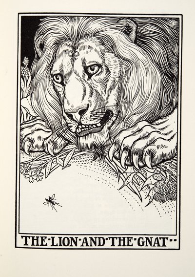 De leeuw en de mug, uit Fontaine Fabels, uitgegeven 1905 door Percy J. Billingshurst