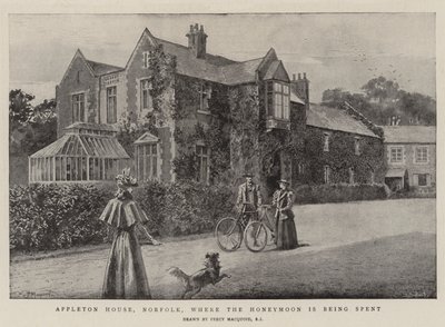 Appleton House, Norfolk, waar de huwelijksreis wordt doorgebracht door Percy Macquoid