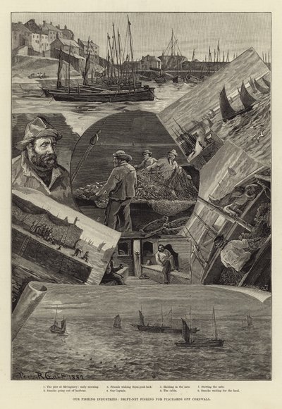 Onze visserij-industrieën: Drift-net vissen op pelserds voor de kust van Cornwall door Percy Robert Craft