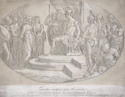 Alexandre et Timoclee, gegraveerd door Nicolas Lesueur (1691-1764) door Perino del Vaga