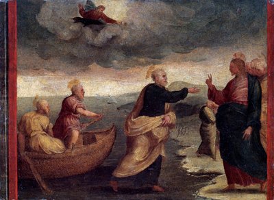 De roeping van de heiligen Petrus en Andreas (detail) door Perino del Vaga