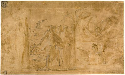 Studie voor Perseus die Andromeda bevrijdt door Perino del Vaga