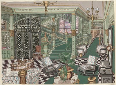 Melrose Hotel Lobby, 1880 door Perkins Harnly